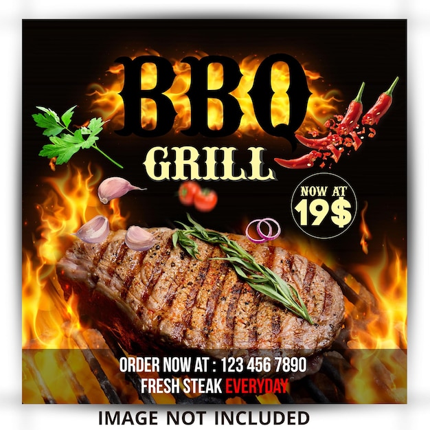 Bbq flyer and social media post template