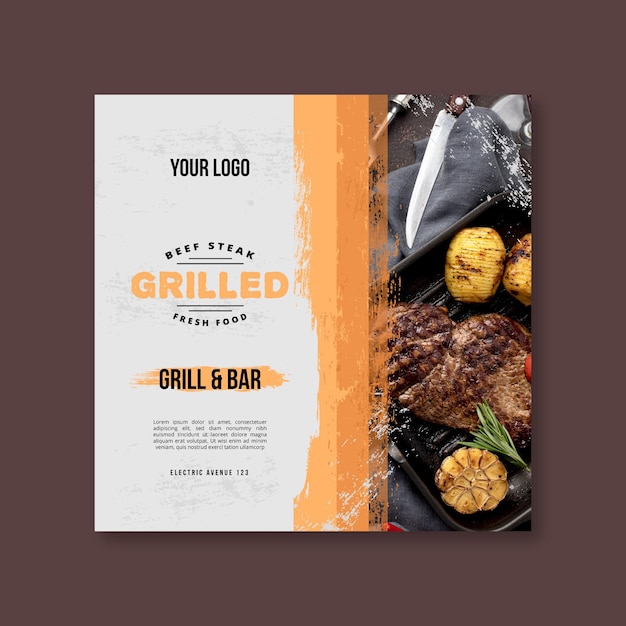 Bbq flyer square template