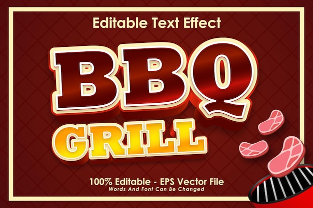 Bbq Grill Editable Text Effect 3 Dimension Emboss Modern Style