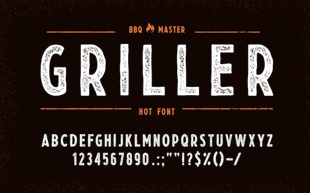 Bbq grill font barbecue type grunge alphabet