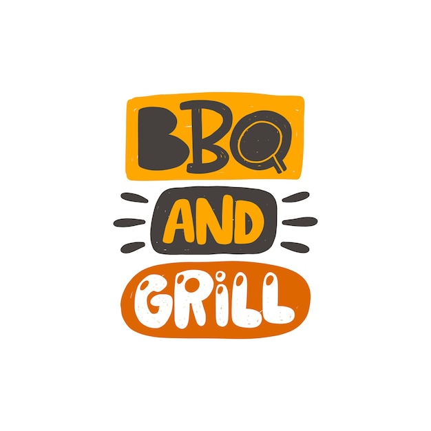 BBQ and grill Hand drawn lettering Menu restaurant bar cafe food court emblem