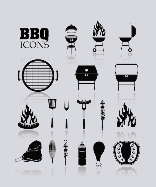 bbq and grill menu icon set