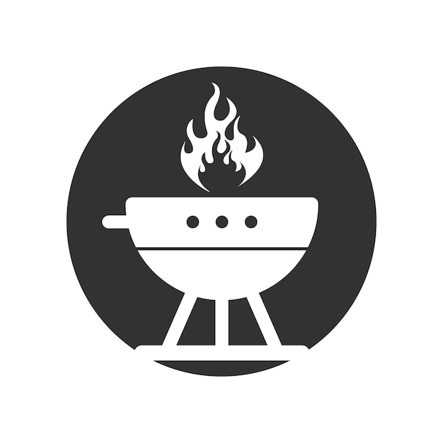 BBQ grill simple and symbol icon with smoke or steam logo