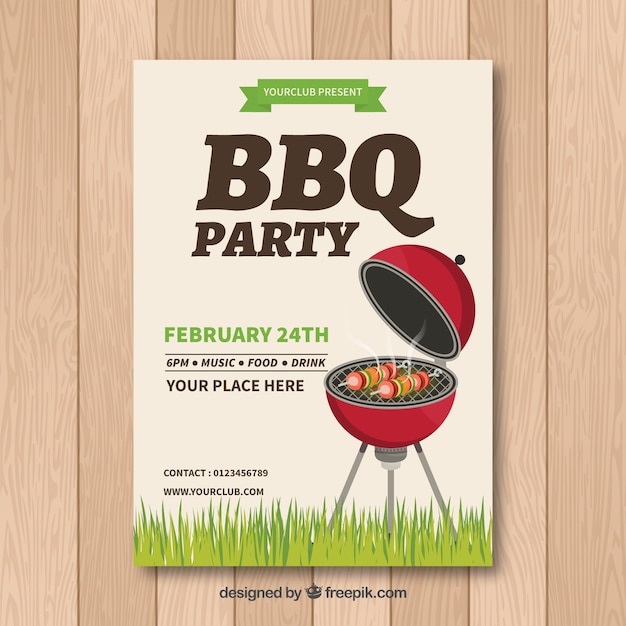 Bbq invitation template with grill