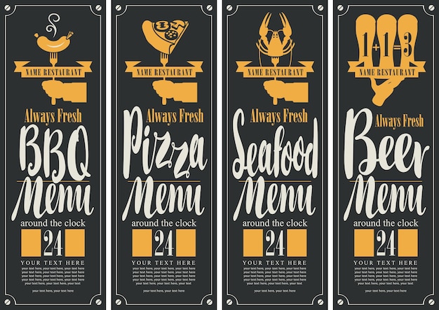 BBQ menu pizza menu seafood menu beer menu