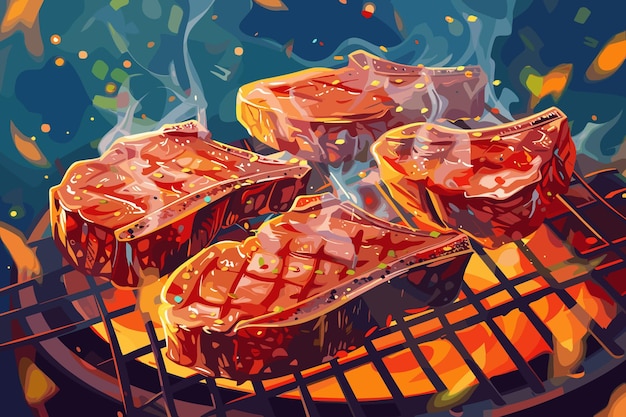 Vector bbq party charcoal barbecue illustration