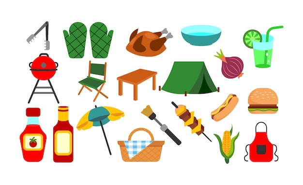 bbq party set Clipart