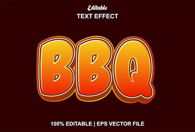 BBQ text effect with orange color editable