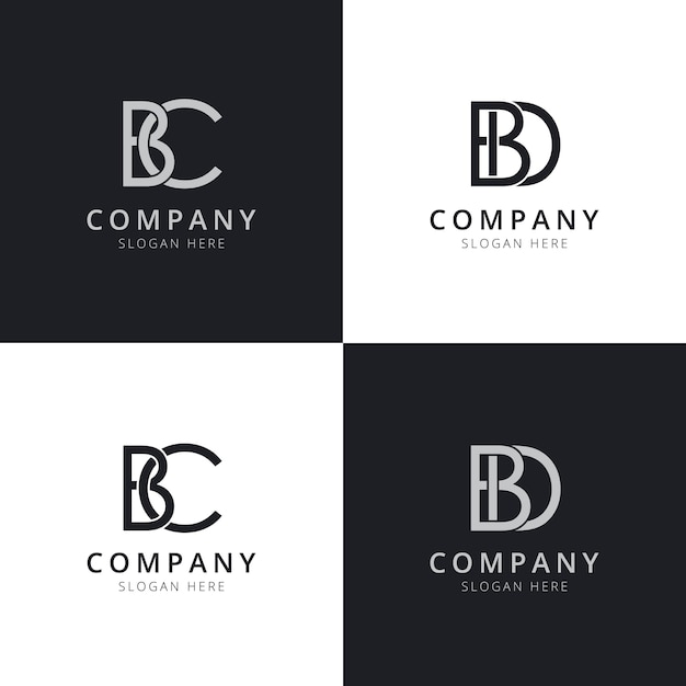 BC BD letter initial logo templates