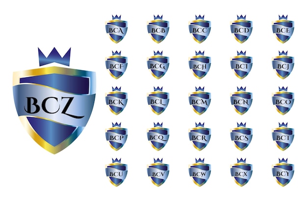 BCA to BCZ collection of shield logos with three capital letters