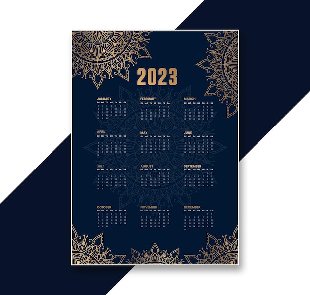 BD calendar template 2023 new year