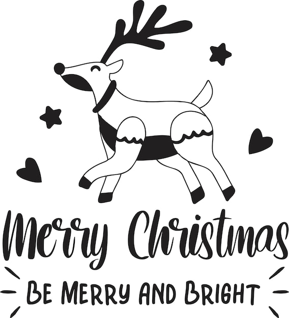 Be merry and bright lettering and quote illustration