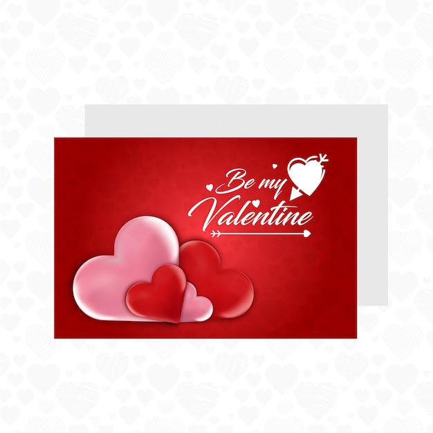 Be my Valentine card with white pattern background