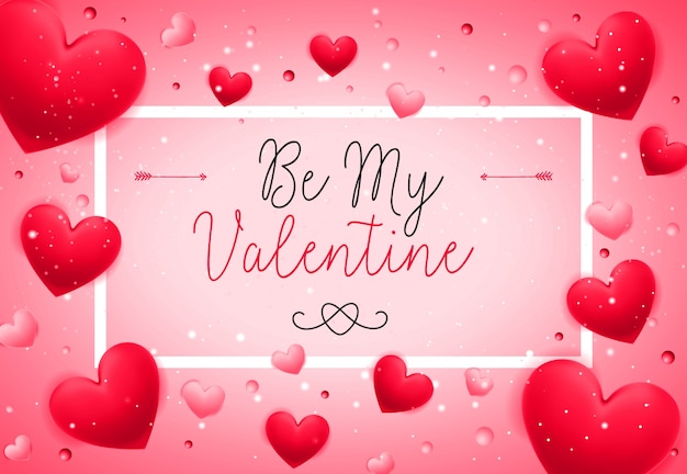 Be My Valentine Lettering with Hearts