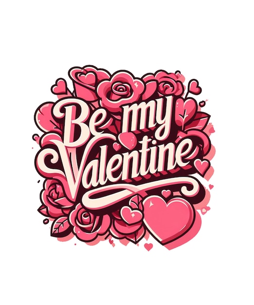 Vector be my valentine typography