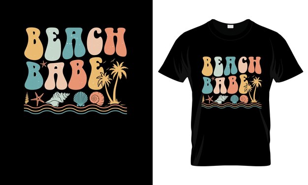 Beach Babe colorful Graphic TShirt Summer TShirt Design