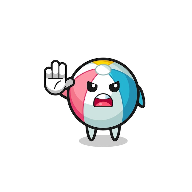 Beach ball character doing stop gesture