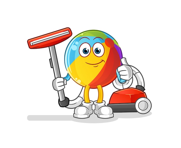 Beach ball clean with a vacuum . character vector