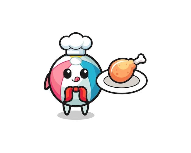 Beach ball fried chicken chef cartoon character