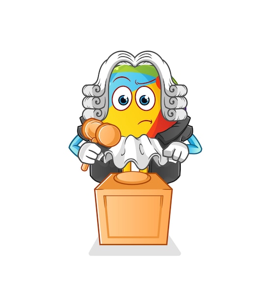 Beach ball judge holds gavel. character vector