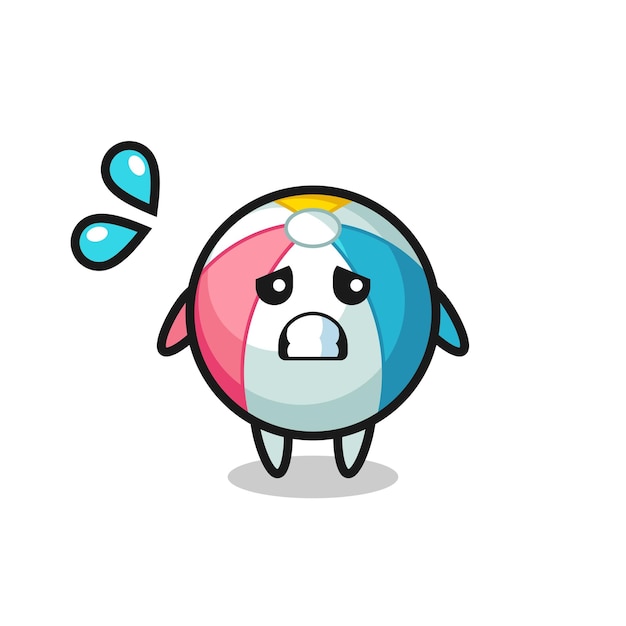 Beach ball mascot character with afraid gesture