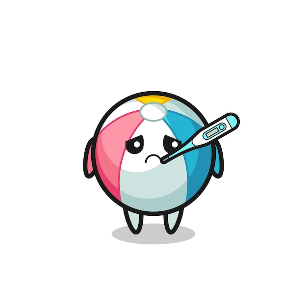 Beach ball mascot character with fever condition