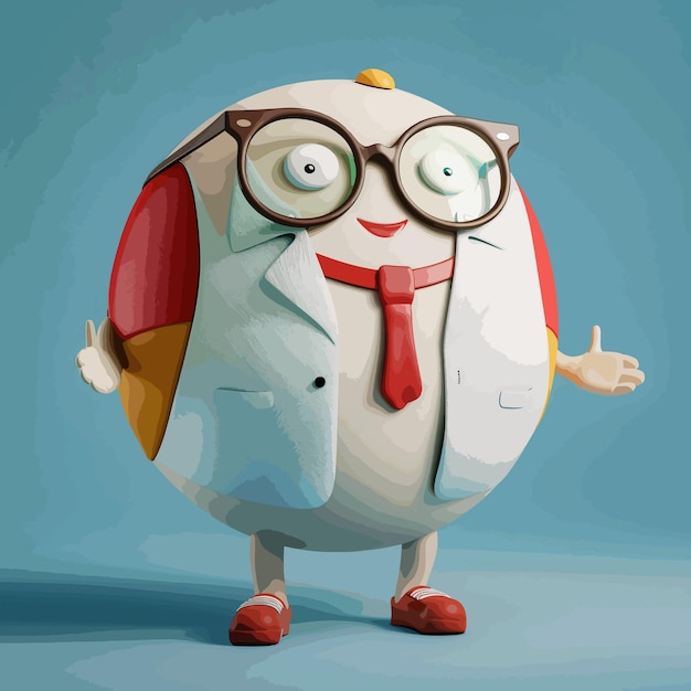 Vector beach ball mascot scientist character concept