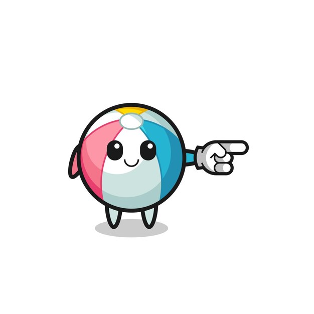 Beach ball mascot with pointing right gesture