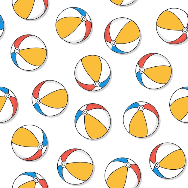 Beach Ball Seamless Pattern On A White Background Summer Holiday Theme Illustration