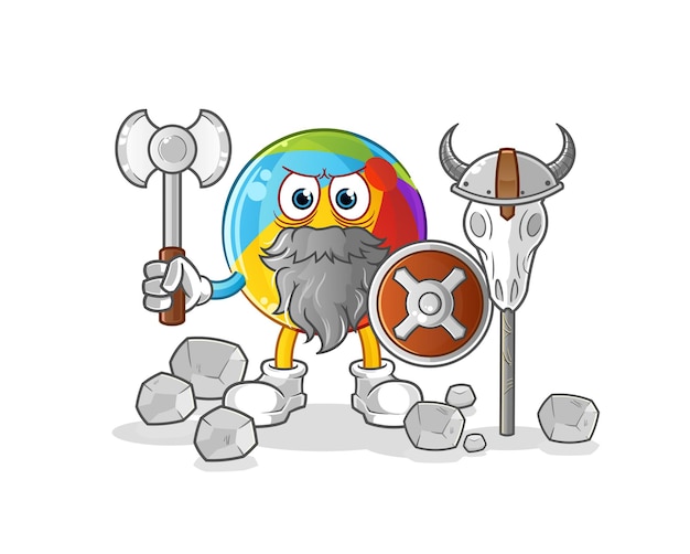 Beach ball viking with an ax illustration. character vector