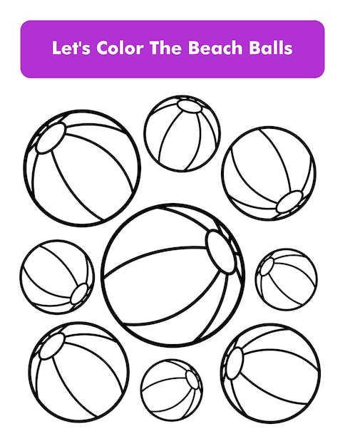 Beach Balls Coloring Book Page In Letter Page Size Children Coloring Worksheet Premium Vector Element