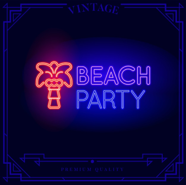 Beach Bar Neon light sign Vector illustration