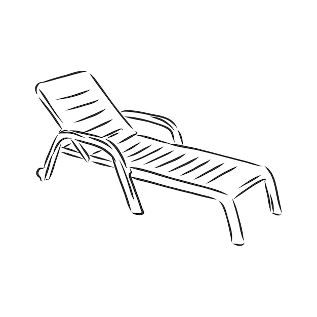 A beach bed in doodle style Isolated outline beach bed chaise longue vector sketch illustration