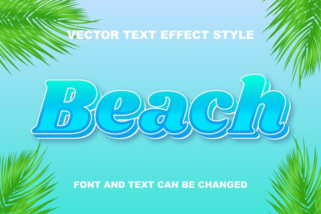 Beach blue sea tropical 3d editable text effect font style template