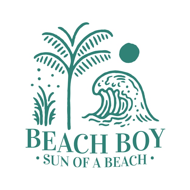 Beach Boy Logo Palm Tree Illustration