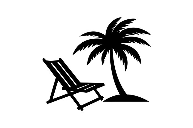 Beach chair and palm tree on white background summer Scene With A Beach Chair With small Palm Trees