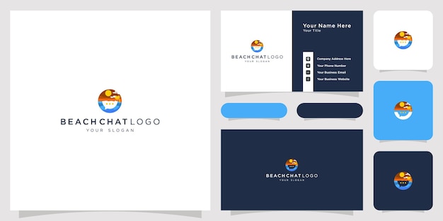 beach chat logo business card set