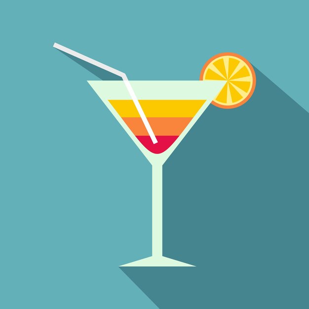 Beach cocktail icon Flat illustration of beach cocktail vector icon for web