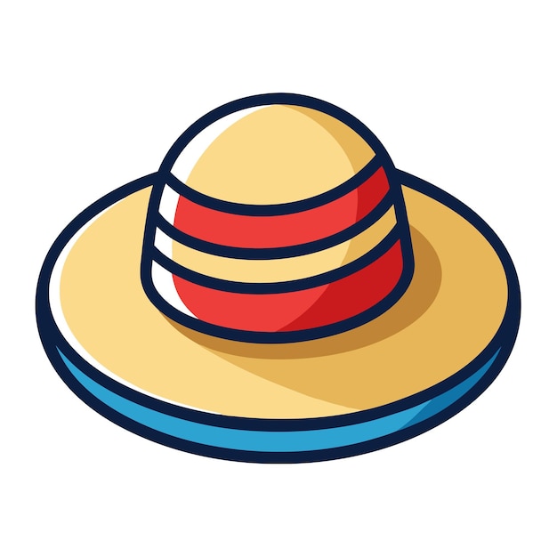 beach hat panama clipat cartoon style vector illustration