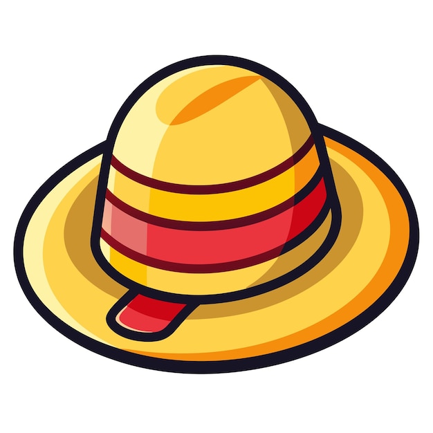 beach hat panama clipat cartoon style vector illustration