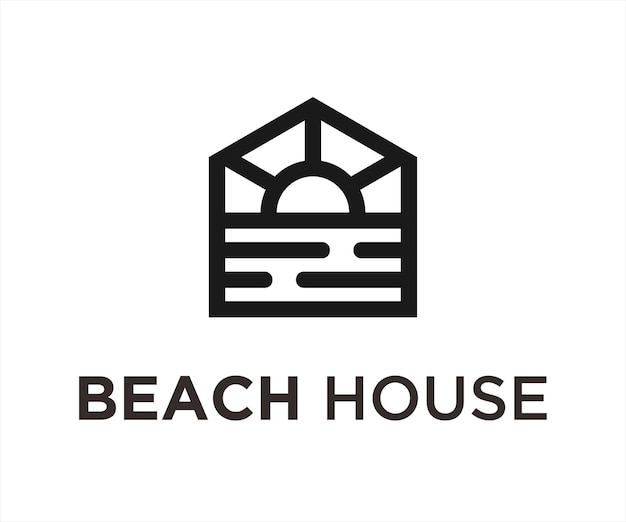 beach house logo design vector illustration