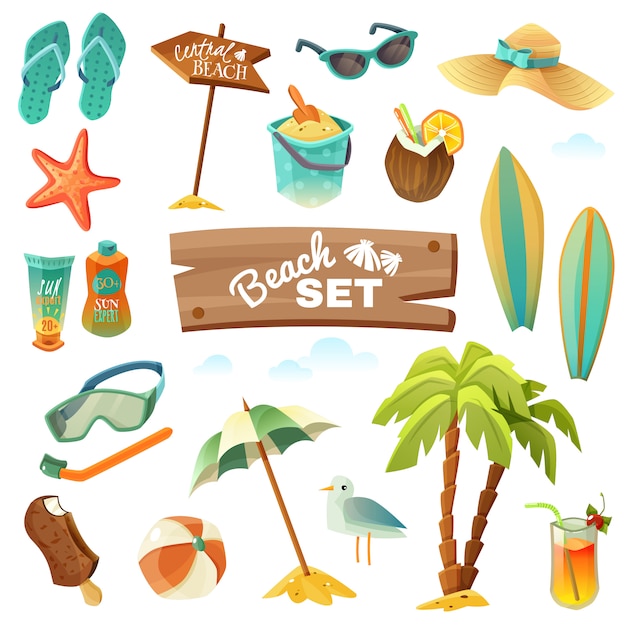 Beach icon set