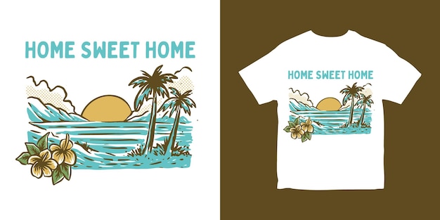 beach illustration tshirt design