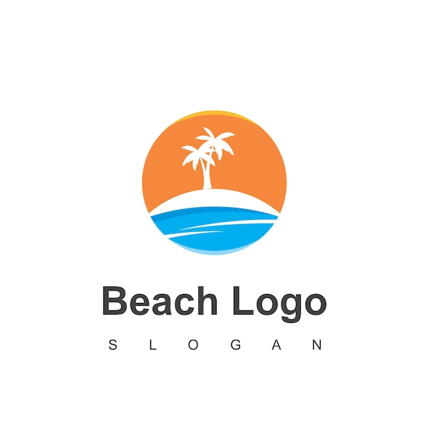 Beach Logo Circle Land With Palm Tree Icon For Travel Agent