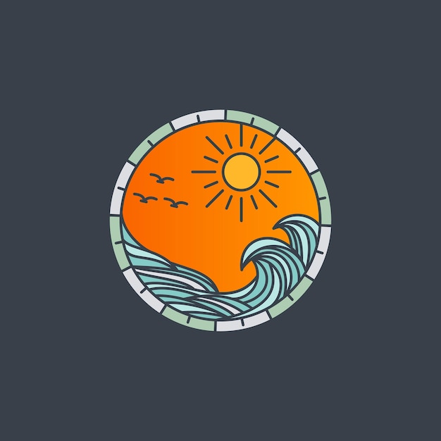 beach logo design icon template vector illustration