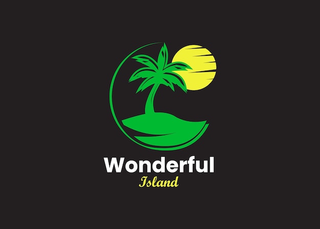 Beach logo design sunrise sunset moon wave sea tree coconut palm island ocean t shirt clothes print