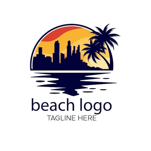 Beach logo design vector, summer beach logo vector illustrations