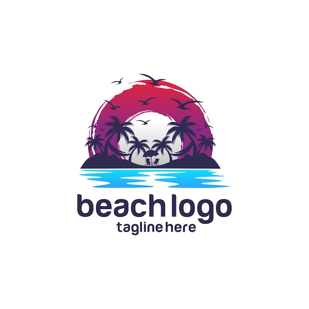 Beach logo design vector template