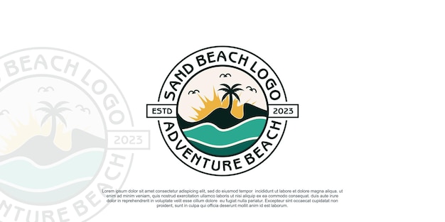 Beach logo design with unique concept Premium Vector