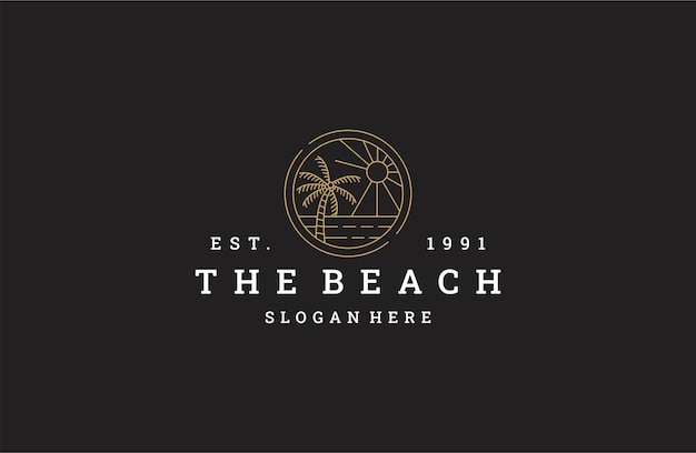 Vector beach logo vector icon illustration hipster vintage